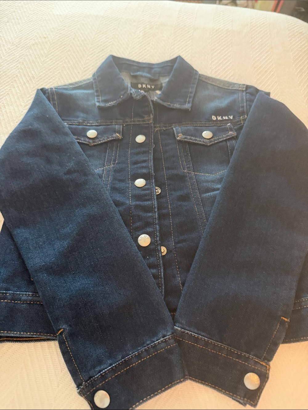 DKNY Kids Navy Blue Denim Jacket with Silver Buttons
